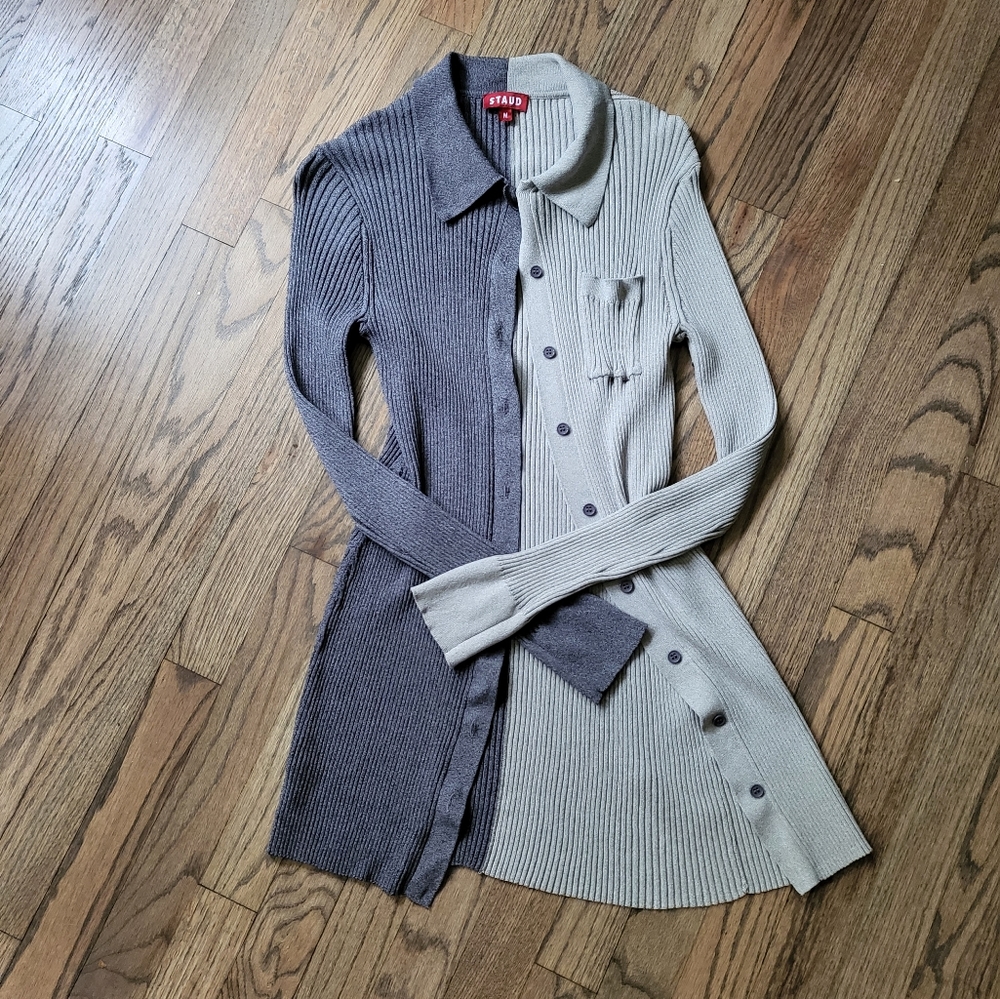STAUD shoko colorblock mini sweater dress